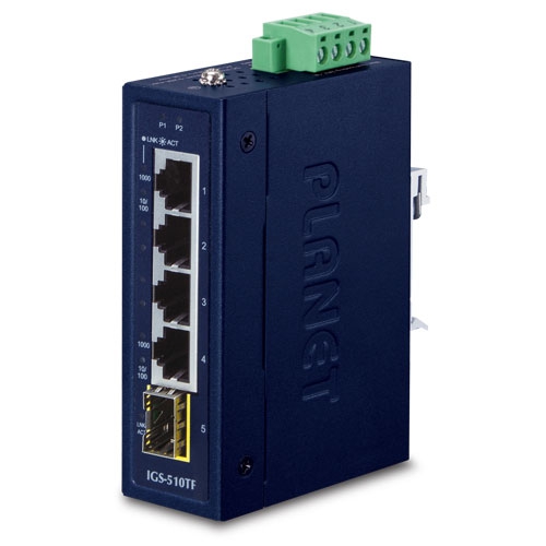  Industrial Compact 4-Port 10/100/1000T + 1-Port 100/1000X SFP Gigabit Ethernet Switch