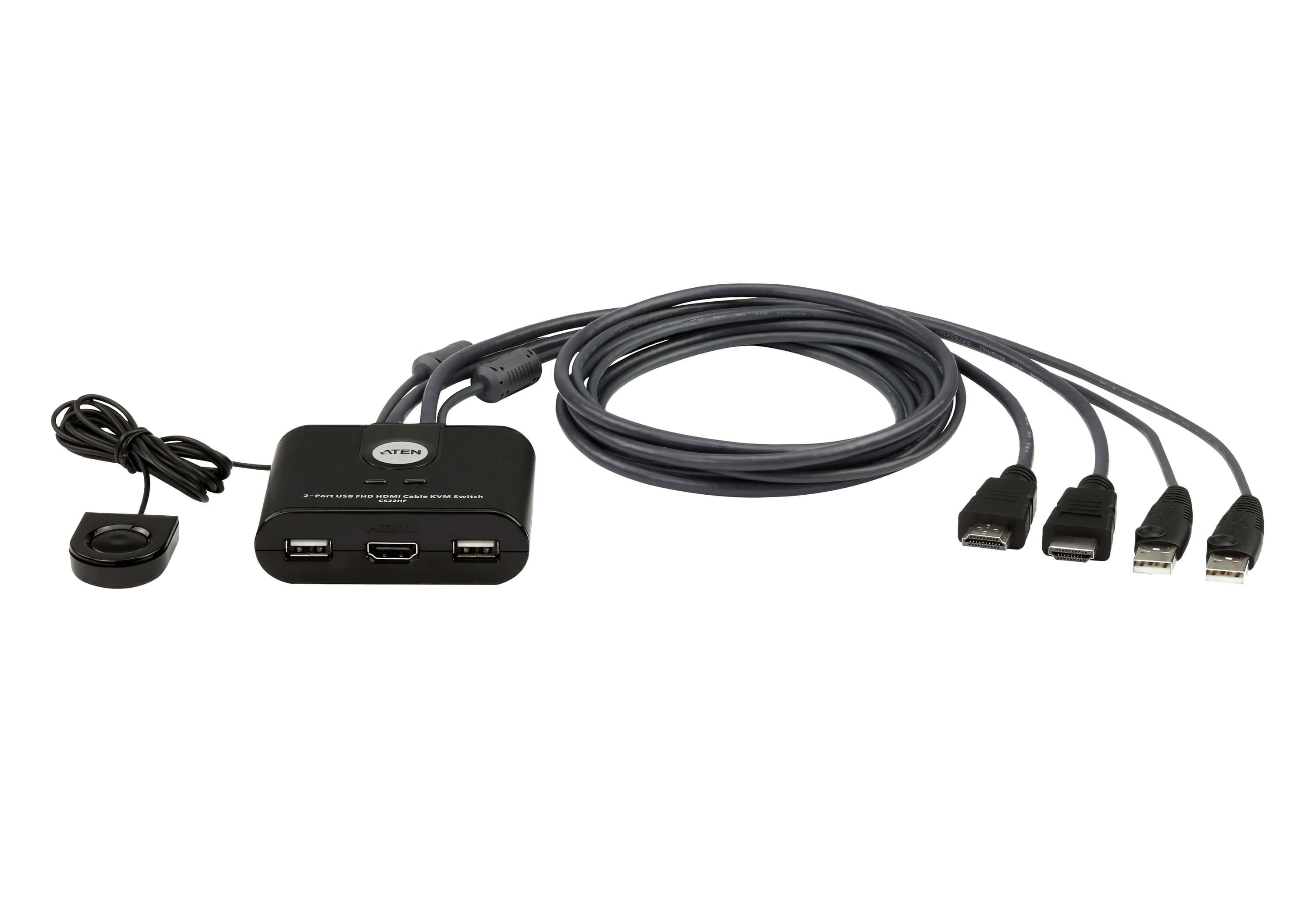 2-портовий USB, FHD HDMI KVM-перемикач,  встановлені 2 кабелі по 1,2 м
