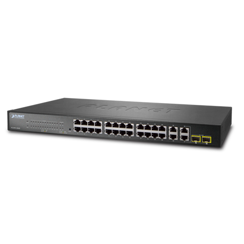 24-Port 10/100TX + 4-Port Gigabit Managed Switch with 2 Combo 100/1000X SFP Ports