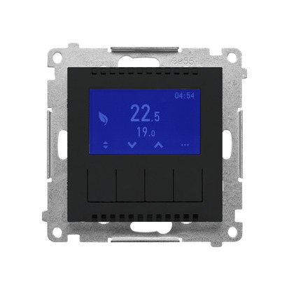 Електронний терморегулятор з дисплеєм Simon55, чорний матовий (TETD1A.01/149)