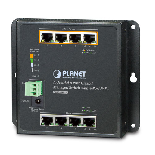 Industrial 8-Port 10/100/1000T Wall-mount Managed PoE Switch (-40~75 degrees C)