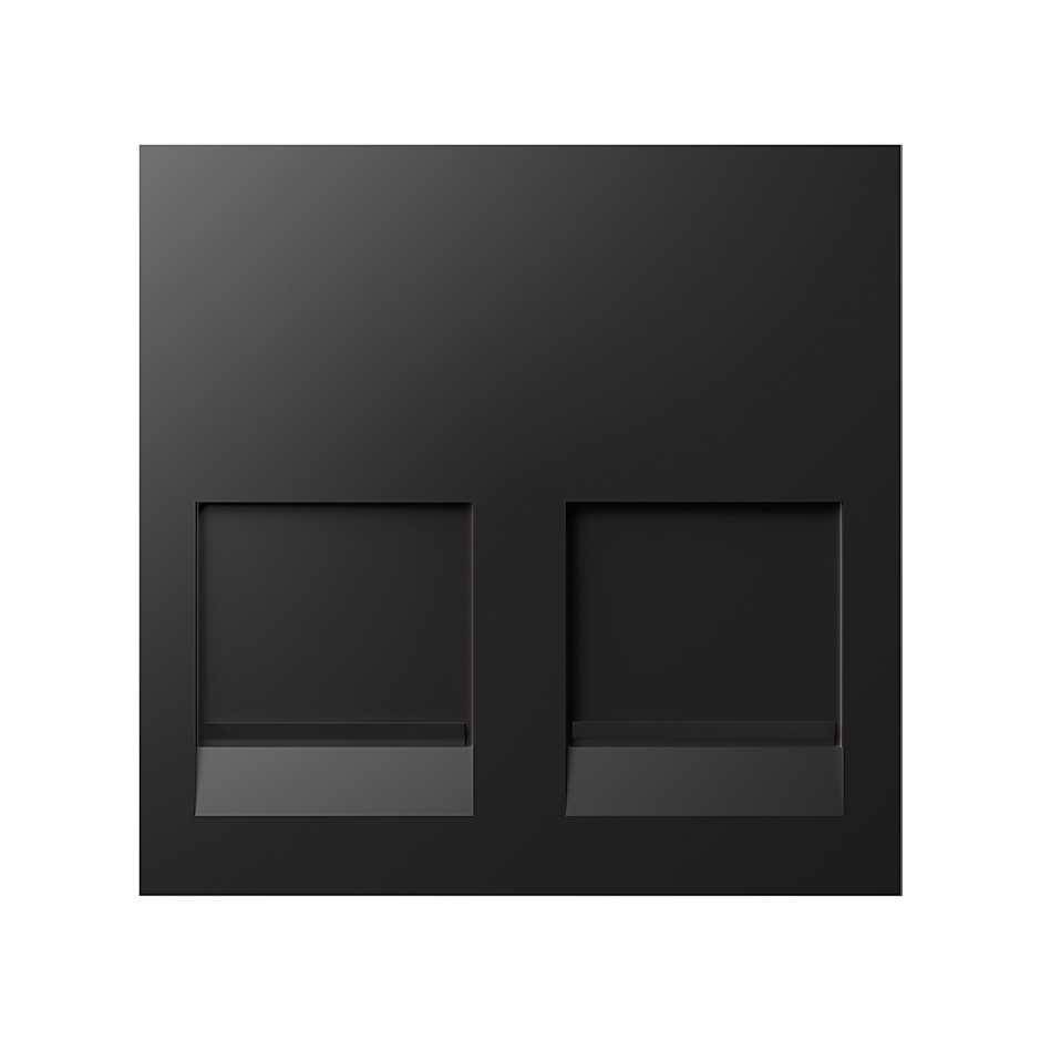 Адаптер зі шторками 2хRJ45 Keystone, чорний, Simon400 (40000089-038)