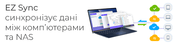 Функція Asustor EZ Sync синхронізує дані між комп’ютерами та NAS