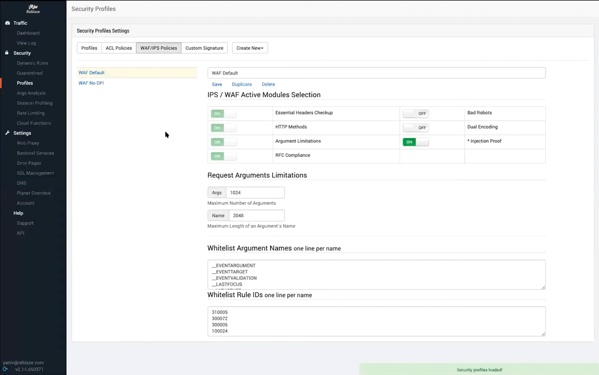 Налаштування безпеки в Reblaze Налаштування безпеки в Reblaze