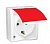 Розетка электр. внешняя 1х Aquarius SCHUKO красная крышка IP54, белый (AQGSZ1/11/22)
